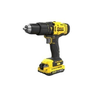 STANLEY - Taladro Percutor BRUSHLESS V20 Li-Ion 18V SFMCD715 + Set de 100 accesorios con 2 baterías Li-Ion 2Ah, cargador 2A y caja